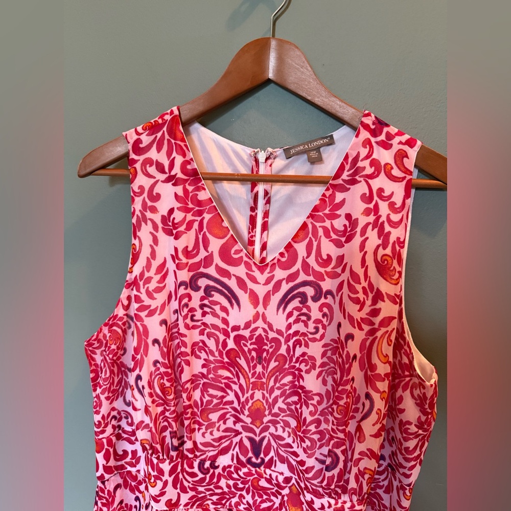 Jessica London Women's Plus Size Georgette Flyaway Pink Floral Maxi Dress 18W - Picture 5 of 12